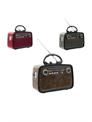 ® Bluetooth Hoparlör Ahşap Renk Vintage Işıklı Nostaljik Radyo Fm Ahşap Görünümlü