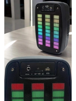 ® Bluetooth Hoparlör RGB Işıklı USB SD Kart Girişli Taşınabilir