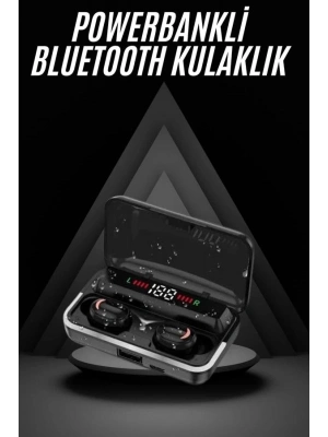 ® Bluetooth Kulaklık Dijital Şarj Göstergeli Powerbankli Bass Özellikli Kablosuz Kulakiçi 5.1 Mikrofonlu