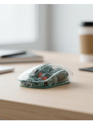 ® Bluetooth ve 2.4G USB Destekli Pilli Kablosuz Şeffaf Mouse