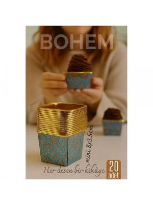 Bohem Kare Kek Kalıbı , Alüminyum  Cupcake Muffin Kalıbı 20li Paket 722260