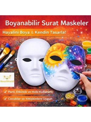 Boyanabilir Surat Model Maske – Lastikli | Kendin Tasarla