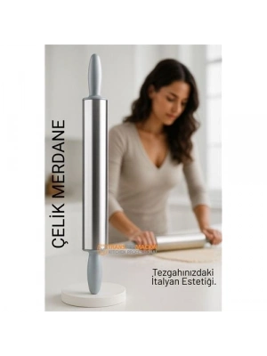 ® Çelik Merdane - Profesyonel Hamur Açma Merdanesi - 304 Paslanmaz Çelik Mutfak Merdanesi