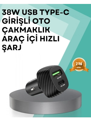 ® Çift Cihaz Destekli 38W Güçlü Çakmaklık Araç Şarj Cihazı