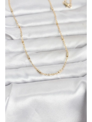 ® CM 14K Gold Renk Bar Zincir Model 60 cm Kadın Kolye