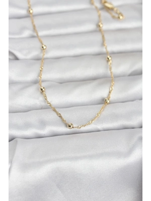 ® CM 14K Gold Renk Burgu ve Top Zincirli Model 60 cm Kadın Kolye