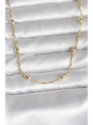 ® CM 14K Gold Renk Burgu Zincirli Damla Topçuk Model 45 cm Kadın Kolye