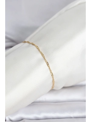 ® CM 14K Gold Renk Ezme Burgu Zincir Model Kadın Bileklik