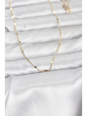 ® CM 14K Gold Renk Ezme Kalp Detaylı 60 cm Zincir Kadın Kolye