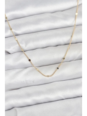 ® CM 14K Gold Renk Ezme Pul Model 60 cm Kadın Kolye