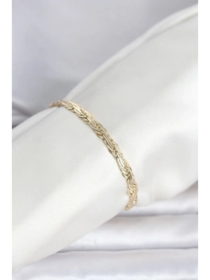 ® CM 14K Gold Renk Ezme Sarmal Zincir Model Kadın Bileklik