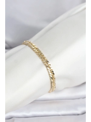 ® CM 14K Gold Renk Kalın Zincir Model Kadın Bileklik