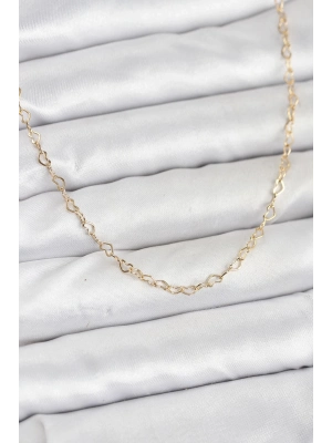 ® CM 14K Gold Renk Kalp Zincirli Kadın Kolye