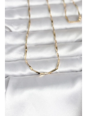 ® CM 14K Gold Renk Kesme Çubuk Zincirli Model 60 cm Kadın Kolye