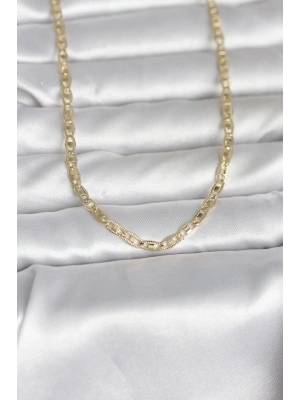 ® CM 14K Gold Renk Lazer Kesim Zincirli Model 60 cm Kadın Kolye