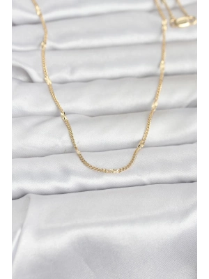 ® CM 14K Gold Renk Lazer Puntalı Model 60 cm Kadın Kolye