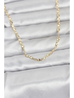 ® CM 14K Gold Renk Lazer Zincirli Model 60 cm Kadın Kolye