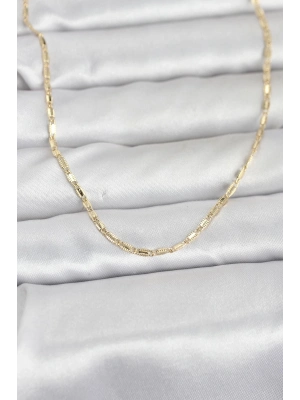 ® CM 14K Gold Renk Lazerli Zincir Model 60 cm Kadın Kolye