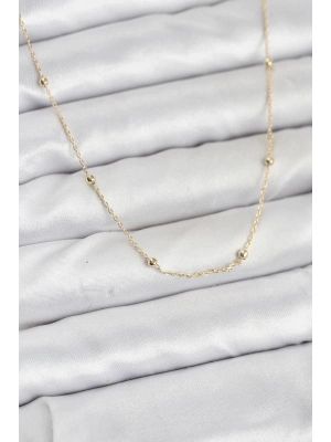 ® CM 14K Gold Renk Minik Top Zincirli Kadın Kolye