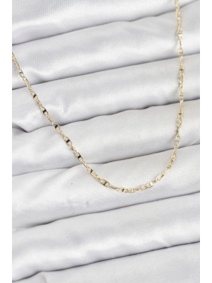 ® CM 14K Gold Renk Pirinç Gemi Zinciri Model Kadın Kolye