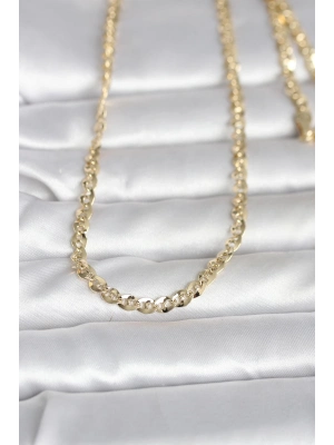 ® CM 14K Gold Renk Yassı Oval Zincirli Model 60 cm Kadın Kolye