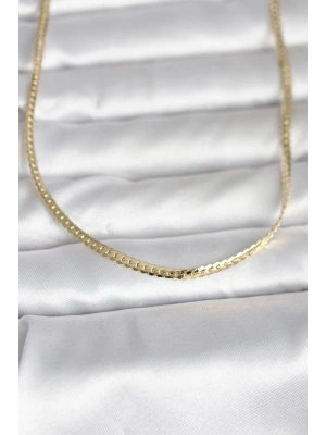 ® CM 14K Gold Renk Yassı Zincir Model 45 cm Kadın Kolye