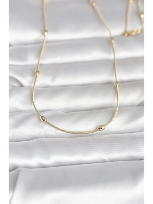 ® CM 14K Gold Renk Yılan Zincirli Damla Topçuk Model 60 cm Kadın Kolye
