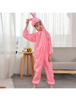 Çocuk Tavşan Kostümü Pembe Renk 4-5 Yaş 100 cm