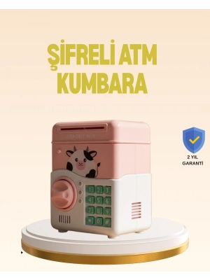 ® Çocuklar İçin Pembe ATM Görünümlü Elektronik Kumbara