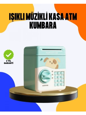 ® Çocuklar İçin Su Yeşili ATM Kasa Tasarımlı Şifreli Kumbara