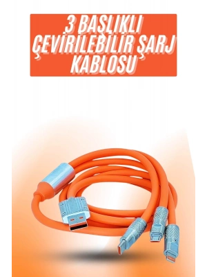 ® Çoklu Şarj Kablosu USB Type-C İOS Uyumlu 120W Hızlı Şarj Kablosu