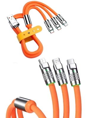 ® Çoklu Şarj Kablosu USB Type-C İOS Uyumlu 120W Hızlı Şarj Kablosu