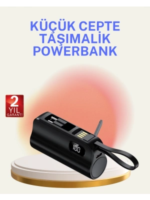 ® Dahili Konektörlü 20W Hızlı Şarj Mini Taşınabilir Powerbank