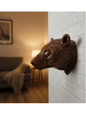 ® Dekoratif Ayı Duvar Heykeli Asılabilir Hediyelik 25x19 cm