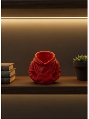 ® Dekoratif Kırmızı Hoodie Kalemlik 10x10 cm