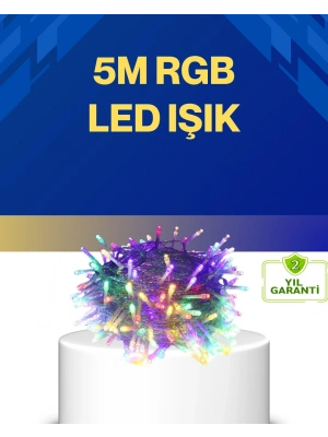Dekoratif Peri Led 5 m 50 Ampullü Şeffaf Kablo Aydınlatma
