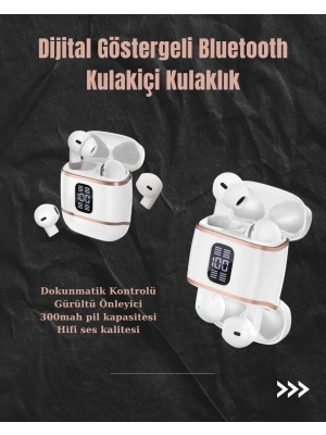 ® Dijital Göstergeli Bluetooth Kulakiçi Kulaklık – 4’lü Paket, Gürültü Engellemeli