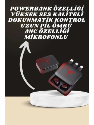 ® Dijital Göstergeli Powerbank Kablosuz Kulaklık ve 7 Kordonlu Yeni Nesil Akıllı Saat Dokunmatik Kontrol