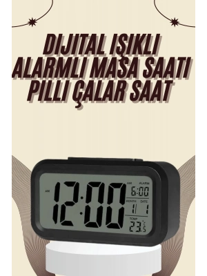 ® Dijital Masa Saati Termometreli Takvim Çalar Saat Led Ekran Pilli