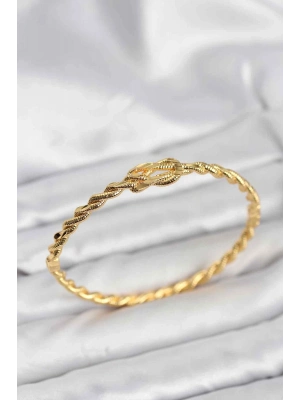 ® Düğüm Model Pirinç Gold Renk Kadın Kelepçe Bileklik