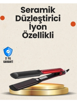 ® Elektriklenmeyi Azaltan İyonlu Saç Düzleştirici – Titanyum Plaka ve Şık Tasarım
