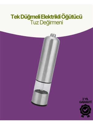 ® Elektrikli Baharat Öğütücü Pilli Paslanmaz Çelik Otomatik Tuz Karabiber Değirmeni
