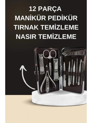 ® Elektrikli Manikür Pedikür Seti İkili Set 12 Parça Tırnak Bakımı Törpü Protez Çıkarma
