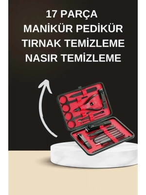 ® Elektrikli Manikür Pedikür Seti İkili Set 17 Parça Tırnak Bakımı Nasır Temizleme Tırnak Şekillendirme