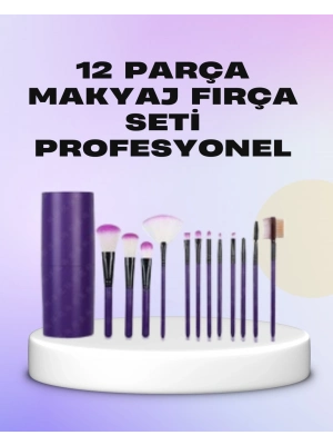 ® Ergonomik Saplı Fiber Kıllı 12li Makyaj Fırça Takımı Göz ve Ten Makyajı İçin Uygun