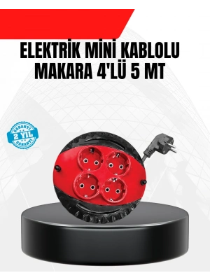 ® Ev ve Ofis İçin 5 Metre Kablolu 4 Priz Makarası