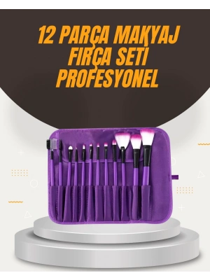 ® Fondöten, Allık ve Far Uygulamalarına Uygun 12 Parça Makyaj Fırça Takımı Ergonomik Saplı