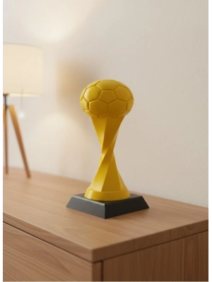 ® Futbol Toplu Sarı Kupa 21cm Masaüstü Dekor Ödül Figürü