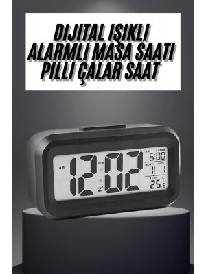 ® Gece Dijital Masa Saati Dijital Alarmlı Led Ekran Pilli Çalar Saat