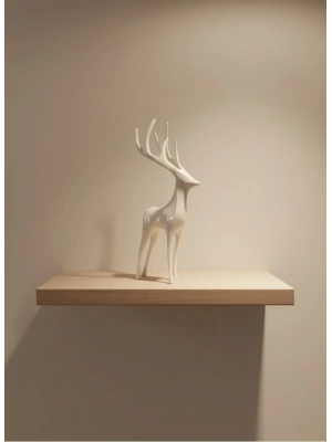 ® Geyik Figürü Beyaz Modern Salon ve Raf Dekoru